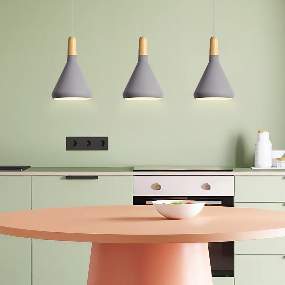 Nordisk Macaron Pendant Light | Trä Accent | Minimalistisk Charm | D7.09"-15.35" | Brick by Brick