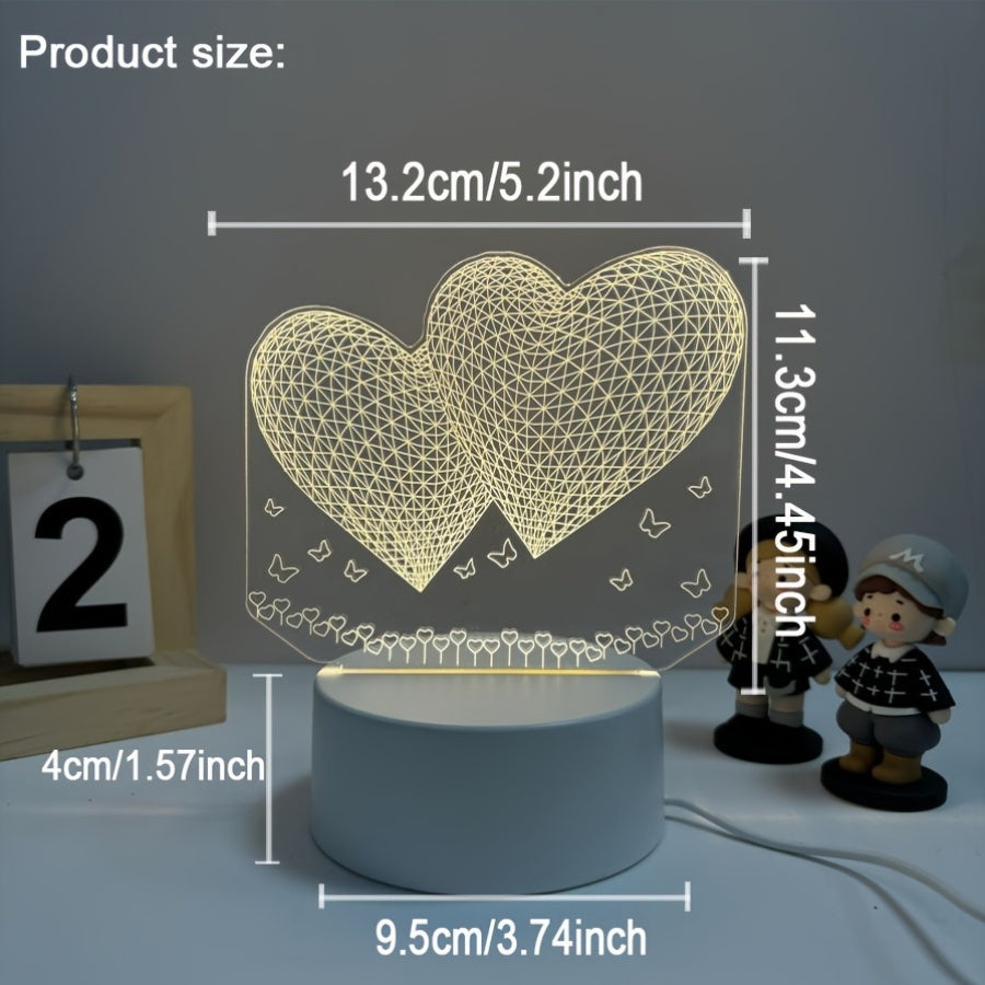 HartenLicht - Geometrisk USB Bordslampa med Varm Glöd för Kärleks Tema Dekoration