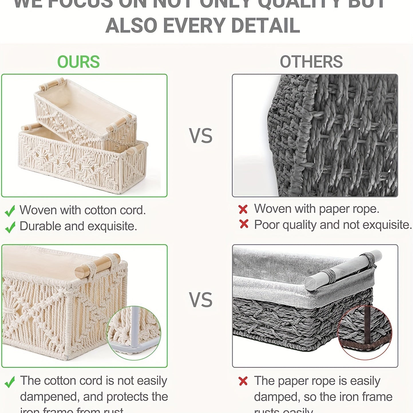 Set om 2 Handgjorda Makramé Förvaringskorgar – Boho Chic för en Stilig Organisation