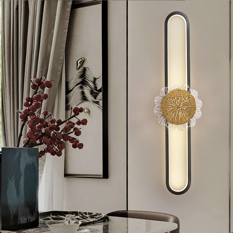 Industriell minimalistisk LED-vägglampa med kopparring