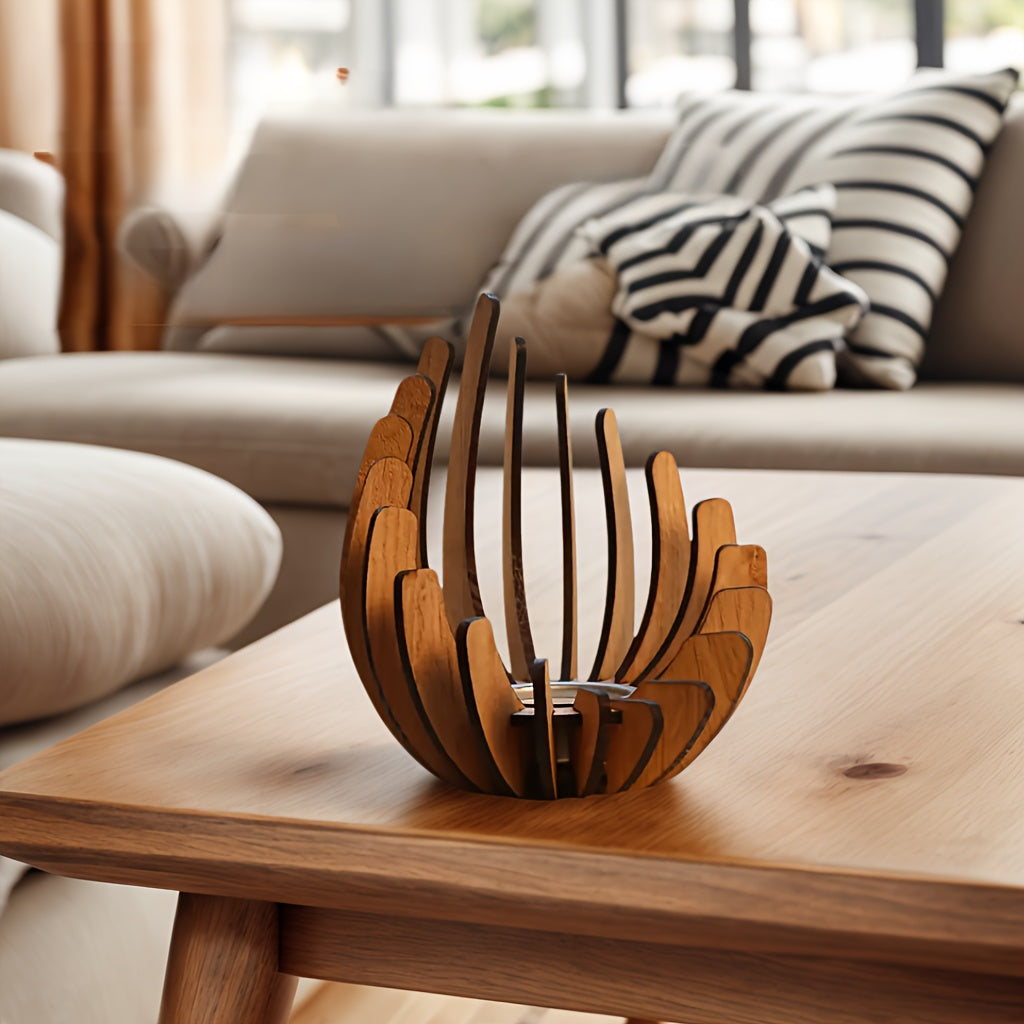 Bohemisk Lotus Ljuslykta – Handgjord Lagerträ Design