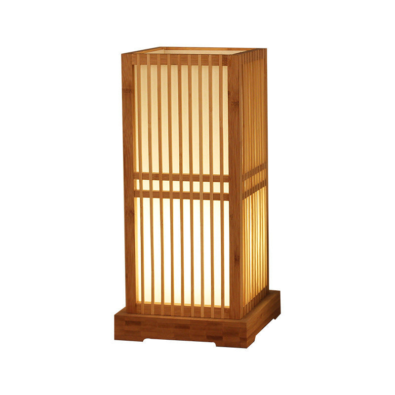 Japansk minimalistisk trä fyrkantig pelarbordslampa