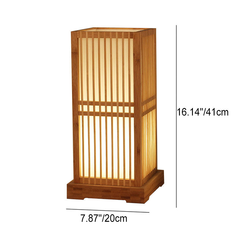 Japansk minimalistisk trä fyrkantig pelarbordslampa