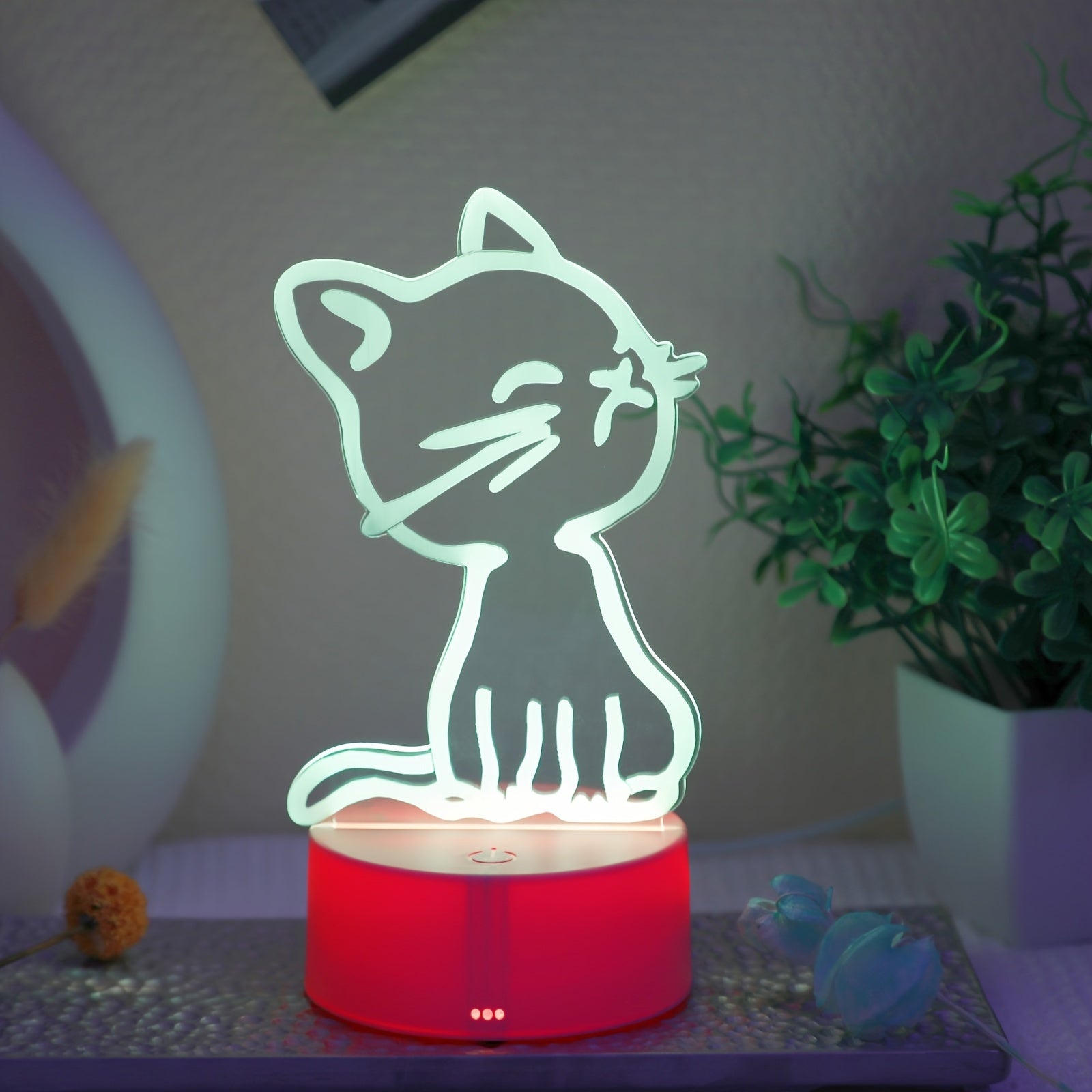 GlowPaw - Beröringsstyrd 3D Katt Nattlampa