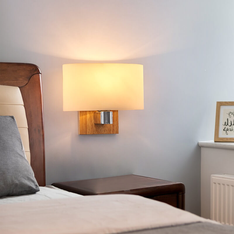 Nordisk Minimalistisk Vägglampa med Glas och Trä