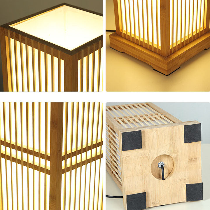 Japansk minimalistisk trä fyrkantig pelarbordslampa