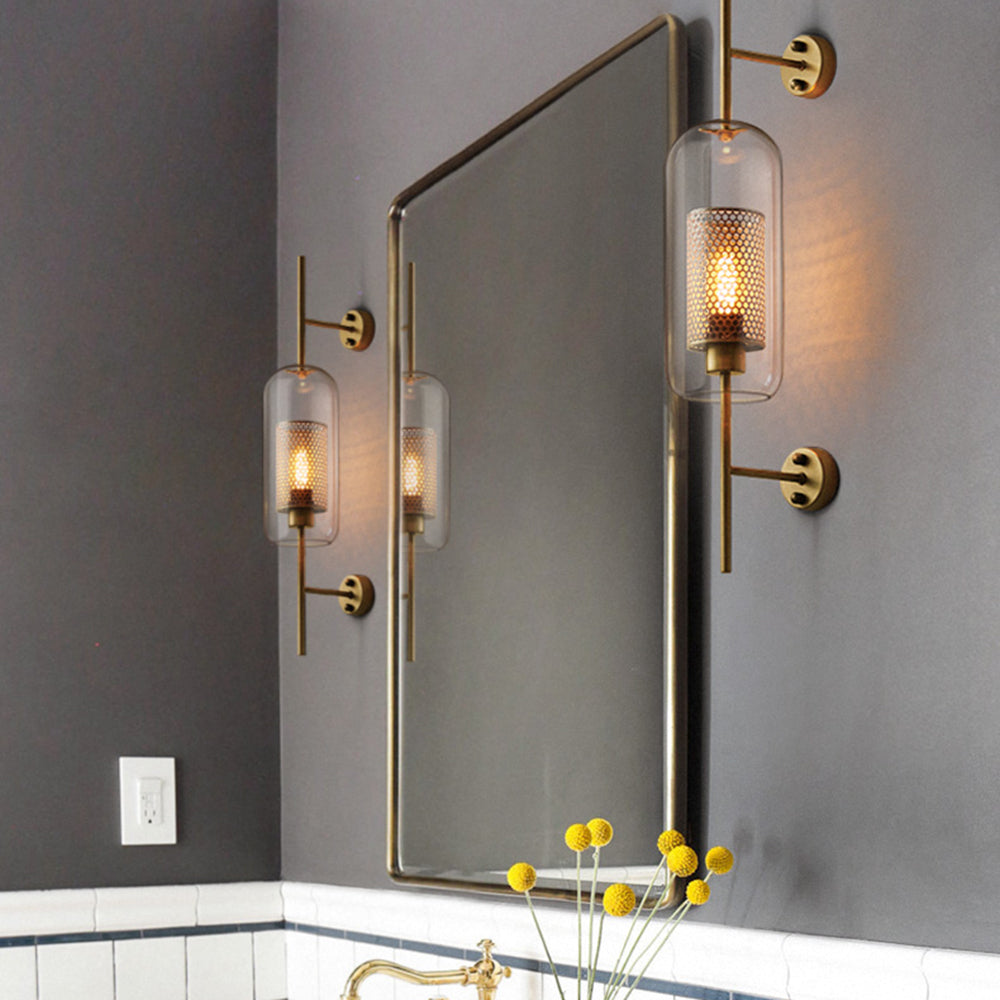 Oneal Industriell LED Vägglampa - Silver/Guld - Inomhus - Metall/Glas