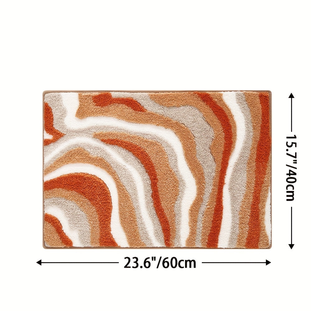 Geometrisk Badrumsmatta – Absorberande och Mjuk med Rutschfri Baksida
