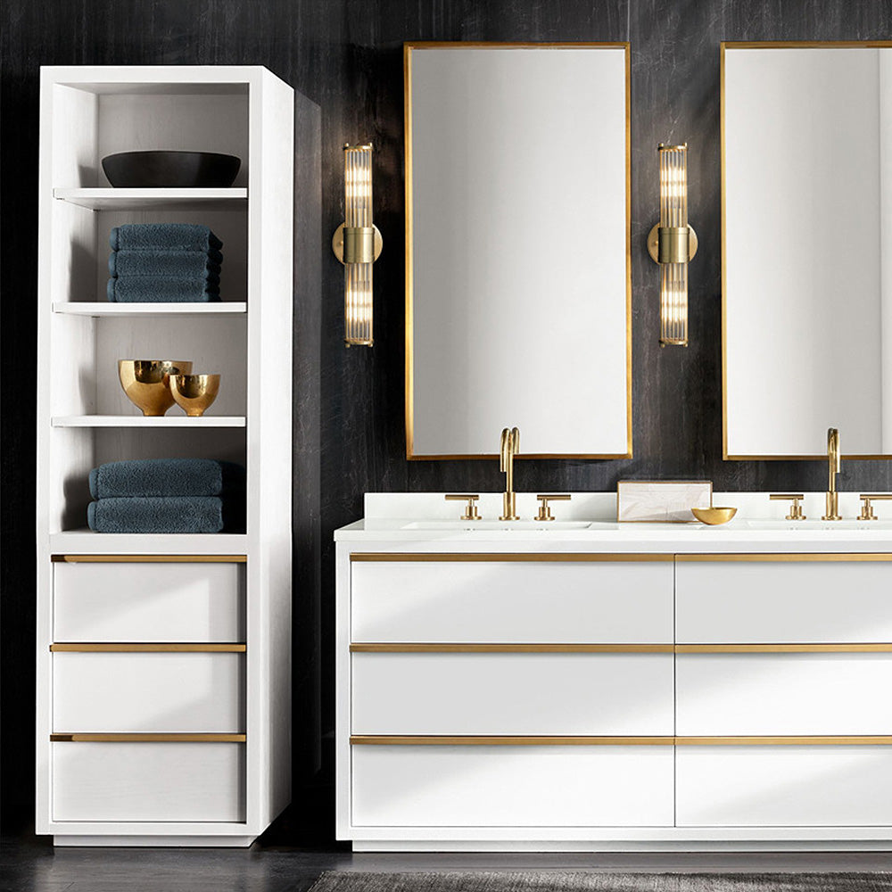 Modern Guld Vägglampa | LED Glas Vanity | Armatur Hårddragen | 10,63" eller 18,90" | Brick by Brick