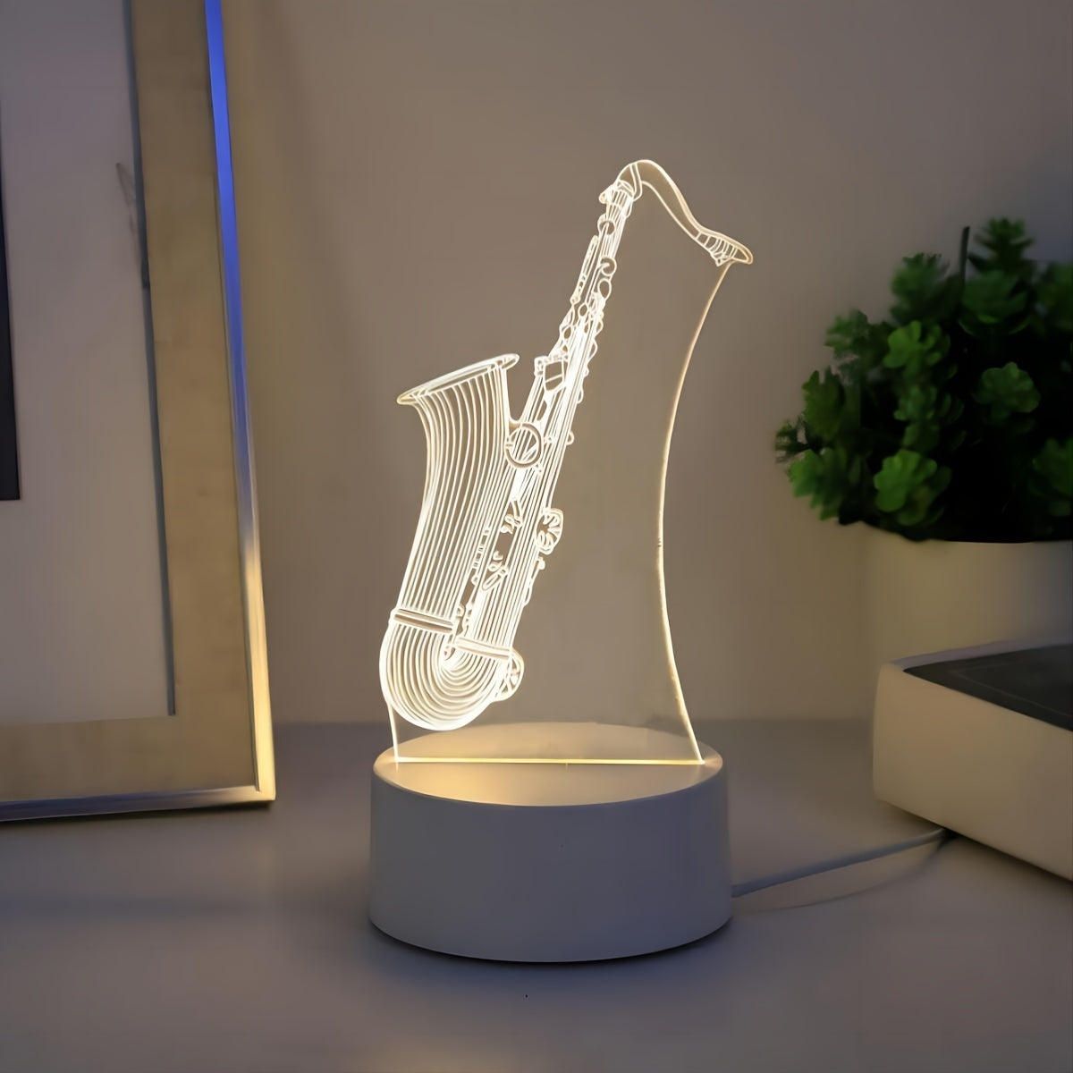 SaxGlow - 3D Saxofon LED Nattljus, USB-Driven Bords- och Lampa