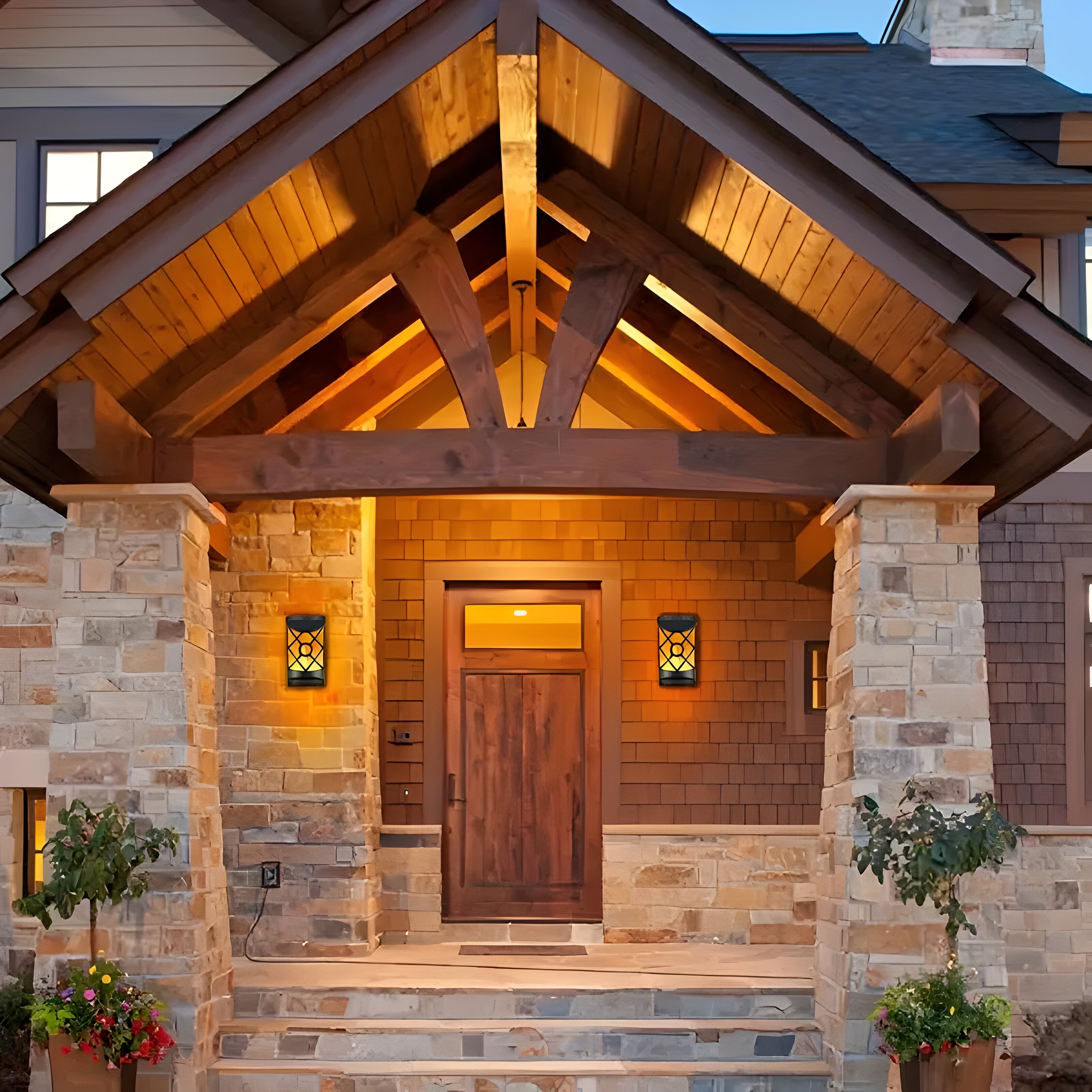 FlameGlow Lights - 2 sty utomhusbelysning solcellsdrivna LED-vägglampa