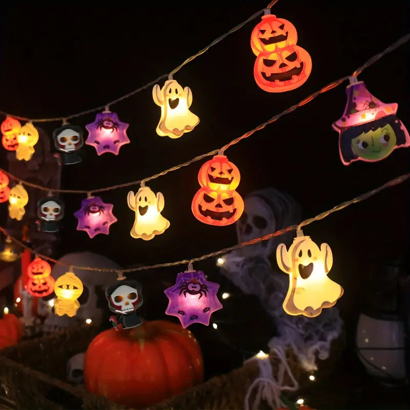 Halloween Pumpa Spindel Ljuskedja – LED Festdekoration med Häxmotiv