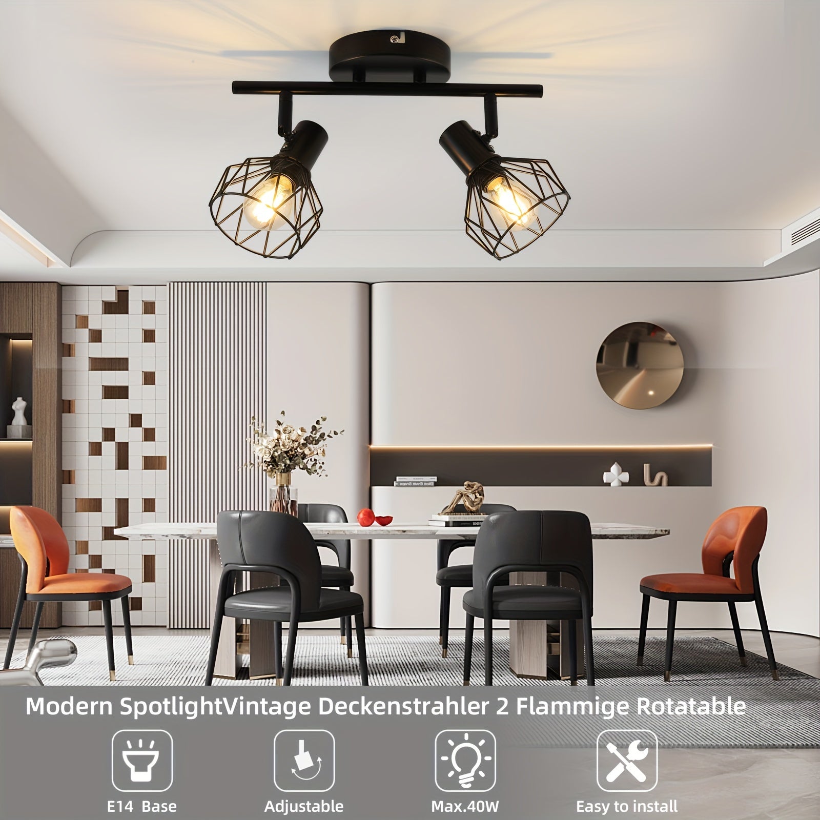 SpotFlex - Svängbar LED Takspot med 2 Bollar E14 Svart