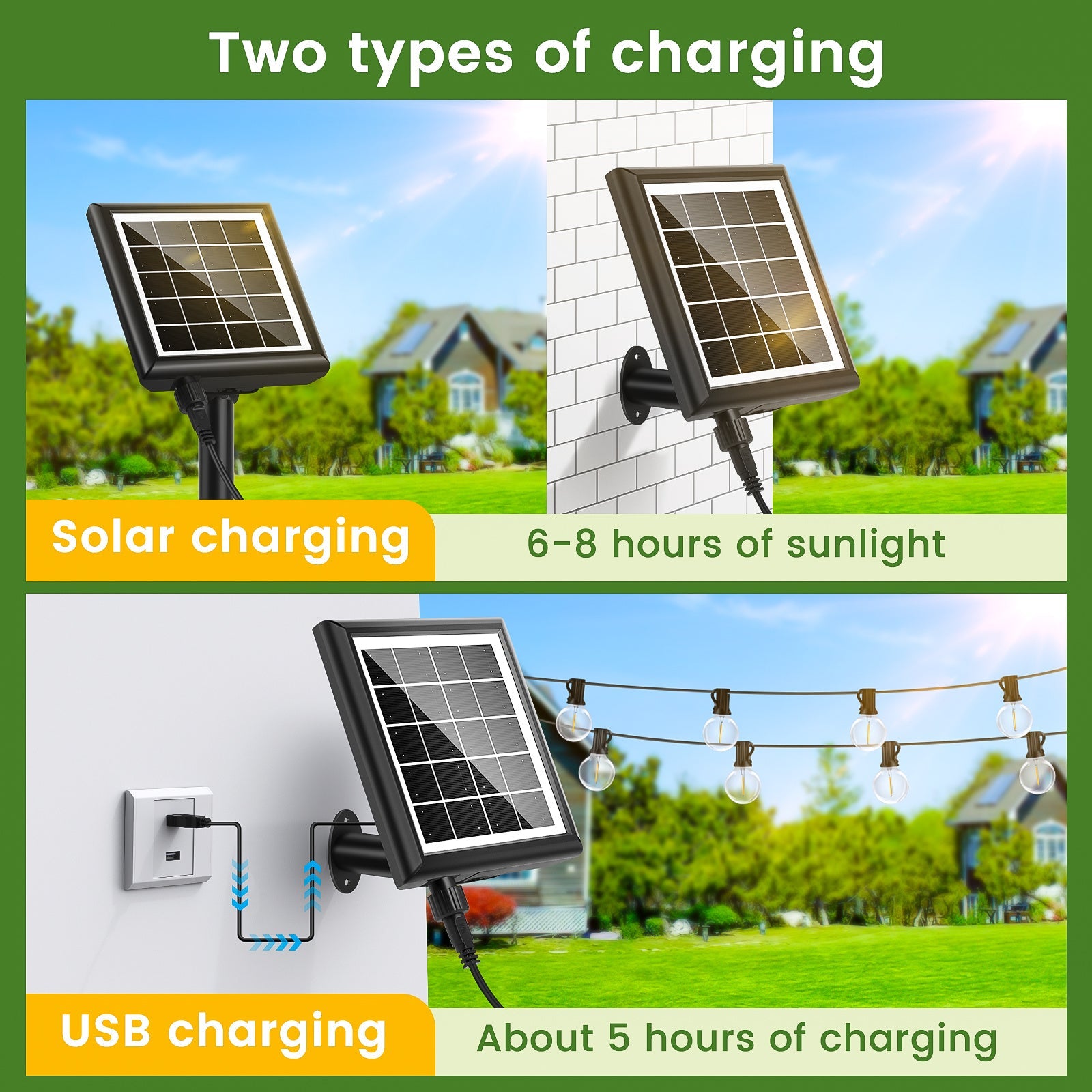 Soliga utomhus ljusslingor för patio med varm glöd atmosfär