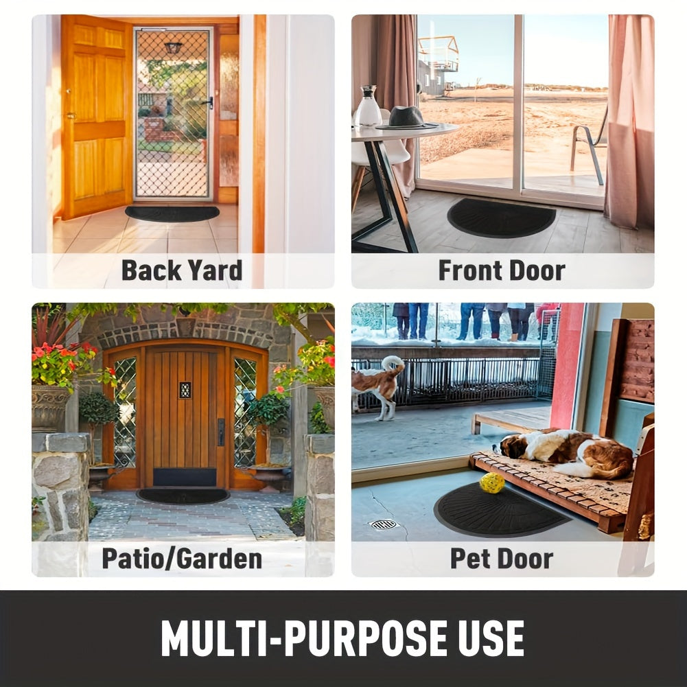 Hållbar Gummidörrmatta - Halvrund Design för Utomhus och Inomhus