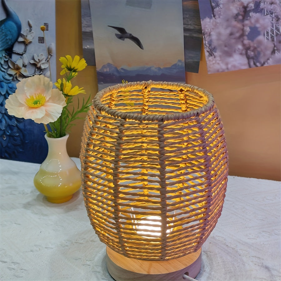 EcoLoom - Handgjord Trä Bordslampa med Varm LED Glöd