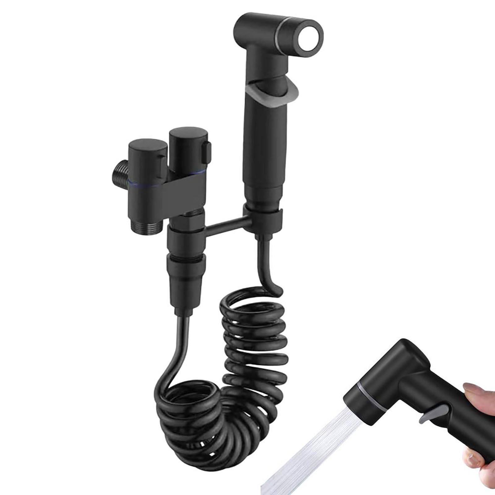 AuriJet rostfritt stål bidetsprayer – toalett-dusch med tryckreglering & ergonomiskt handtag