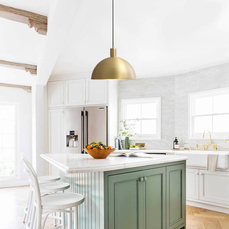 Mitten av seklet Moderne Messing Kupa Hänglampa