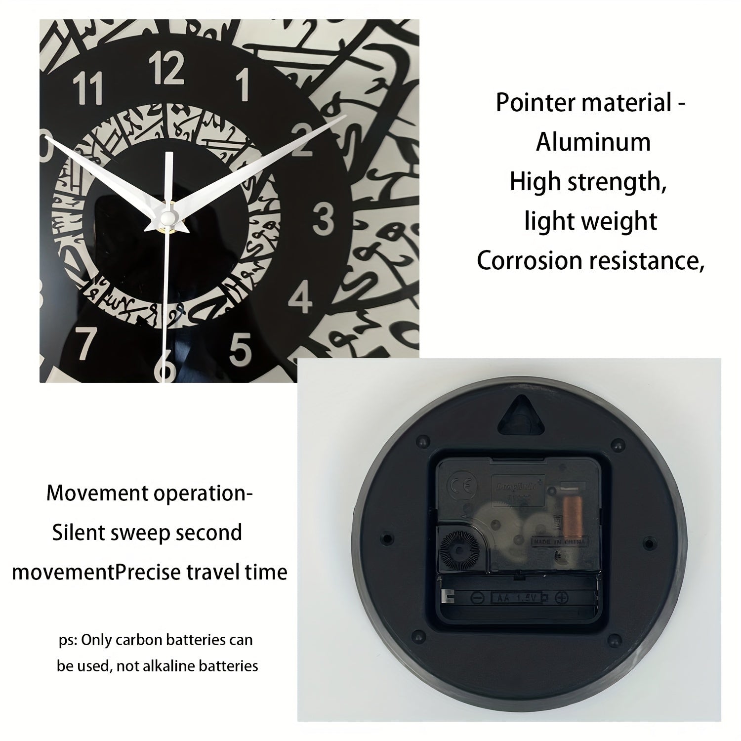 FaithTime - Islamisk Väggklocka av Härdat Glas, Tyst Rund Dekoration