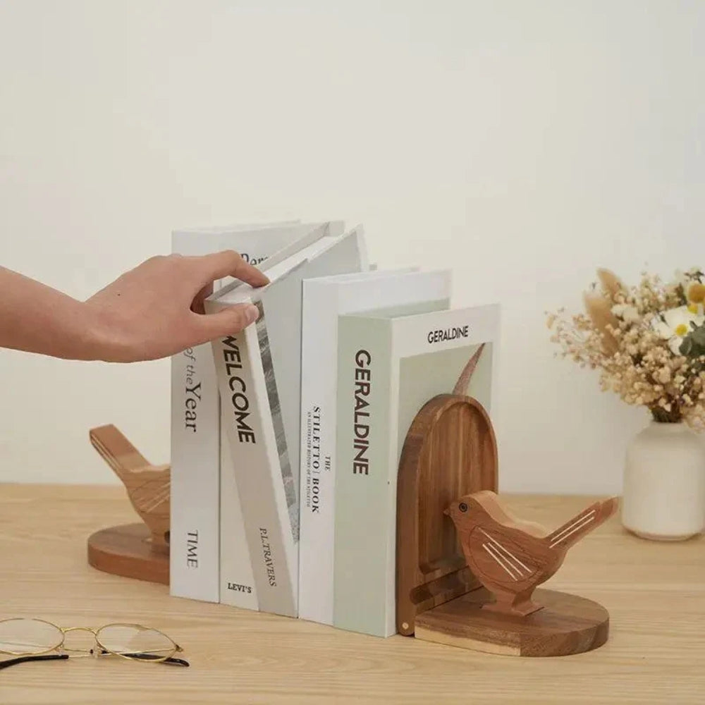 Sparrow Bird Trä Multi-Användning Bokstöd