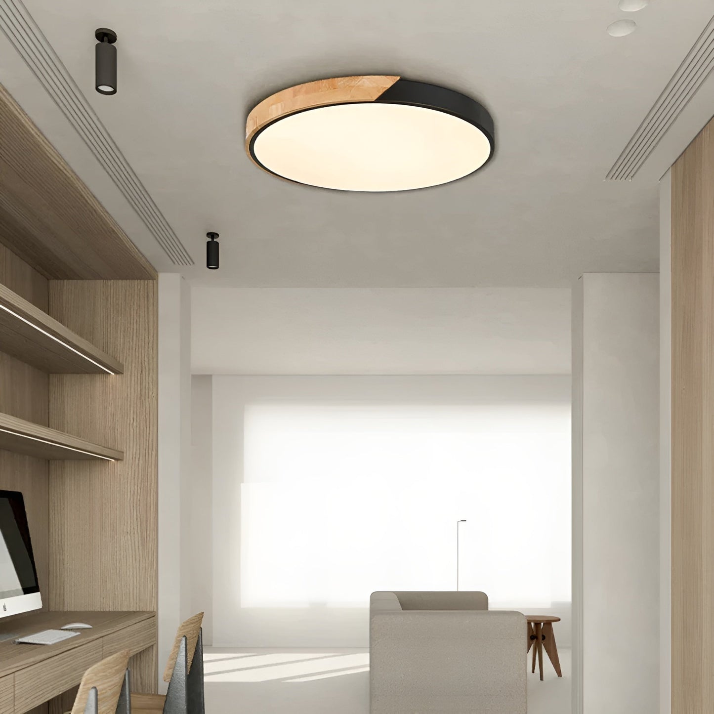 LED-taklampa i trä – Skandinavisk design | Varmt ljus för vardagsrum