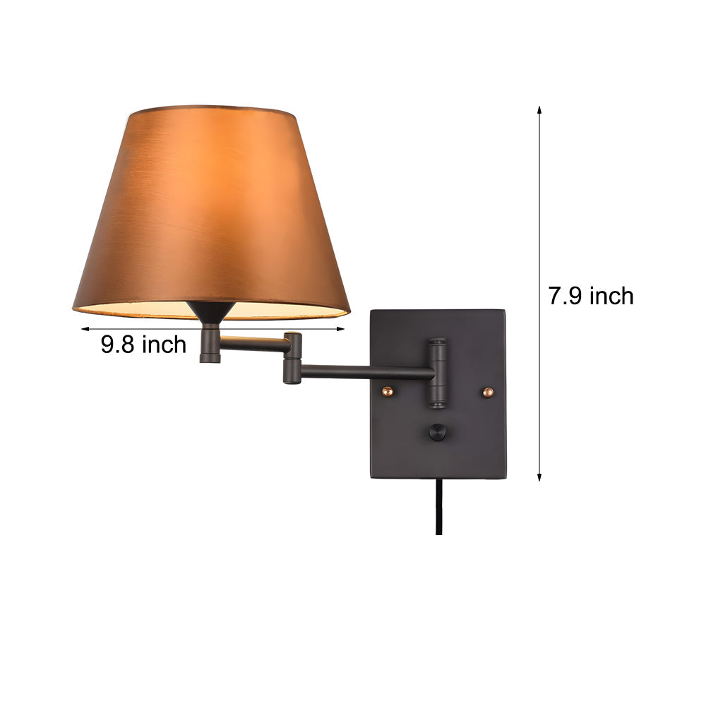 1-lampa Plug-In Svängarm Vägglampa med Linne Skärm