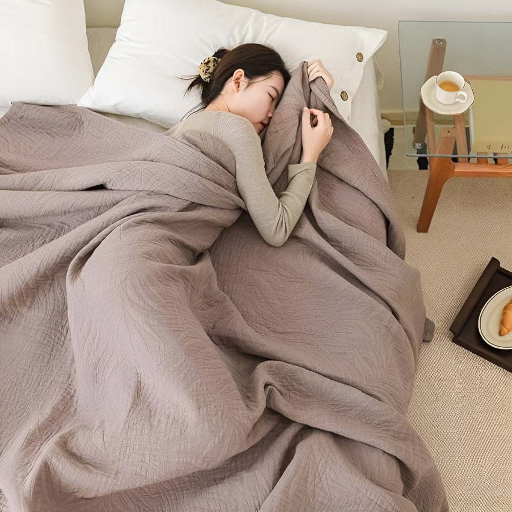 Mjuka Blad Bomullspläd