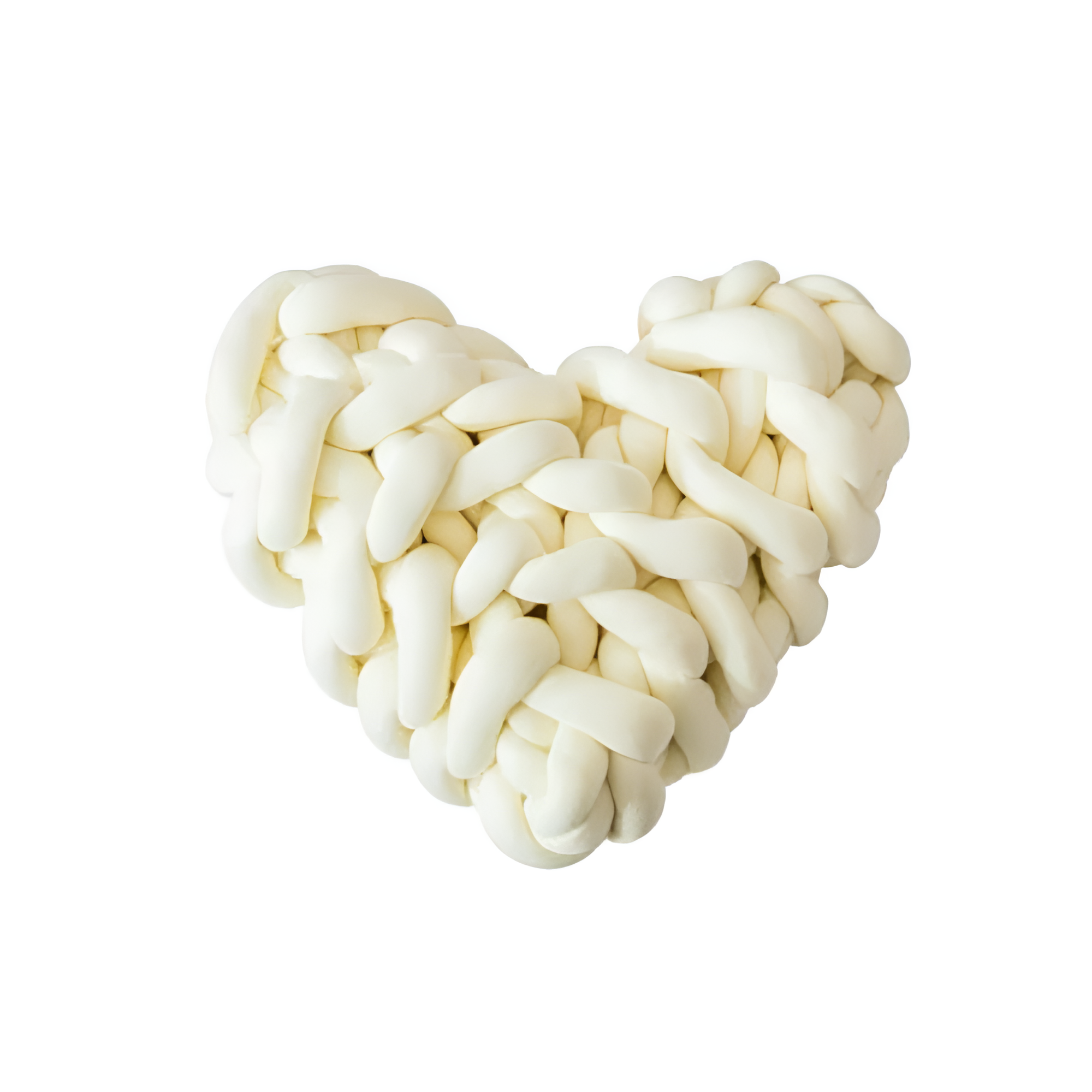 Plush knotted heart-shaped cushions