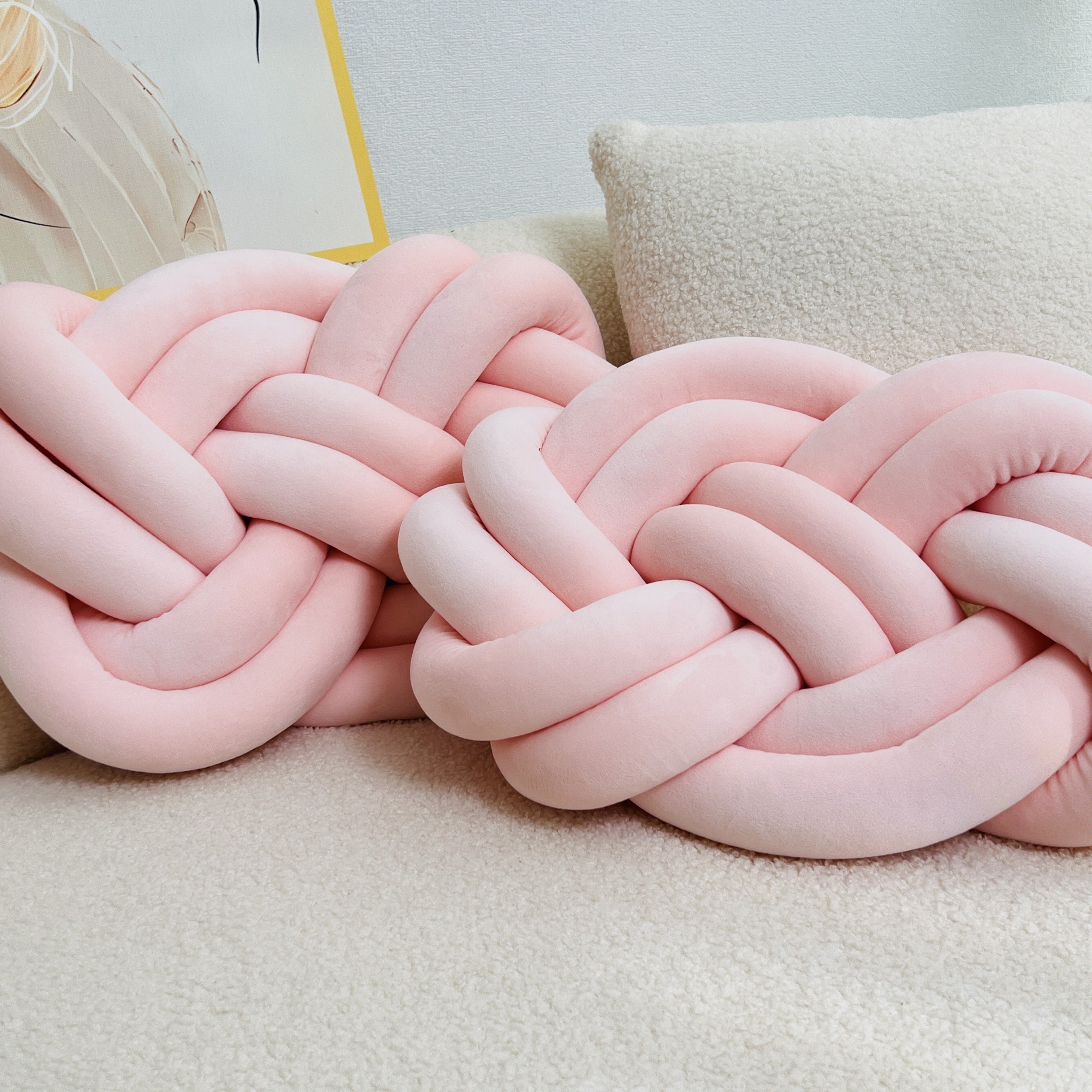 2 Stycken Knop Ball Kuddar - Mjuka Plysch Kuddar, Dekorativa Kuddar för Säng, Soffa och Vardagsrum