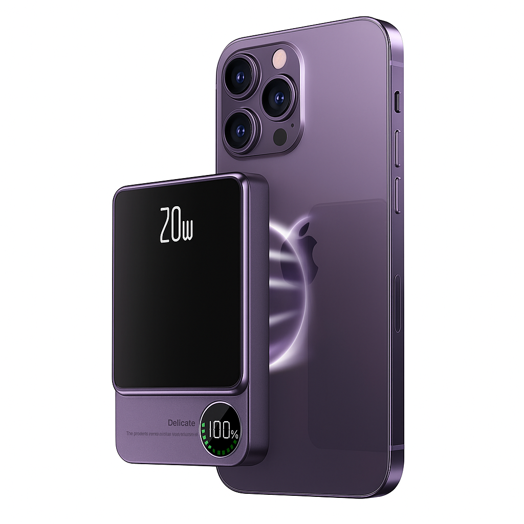 Power Bank Slim Trådlös Magnetisk Laddare