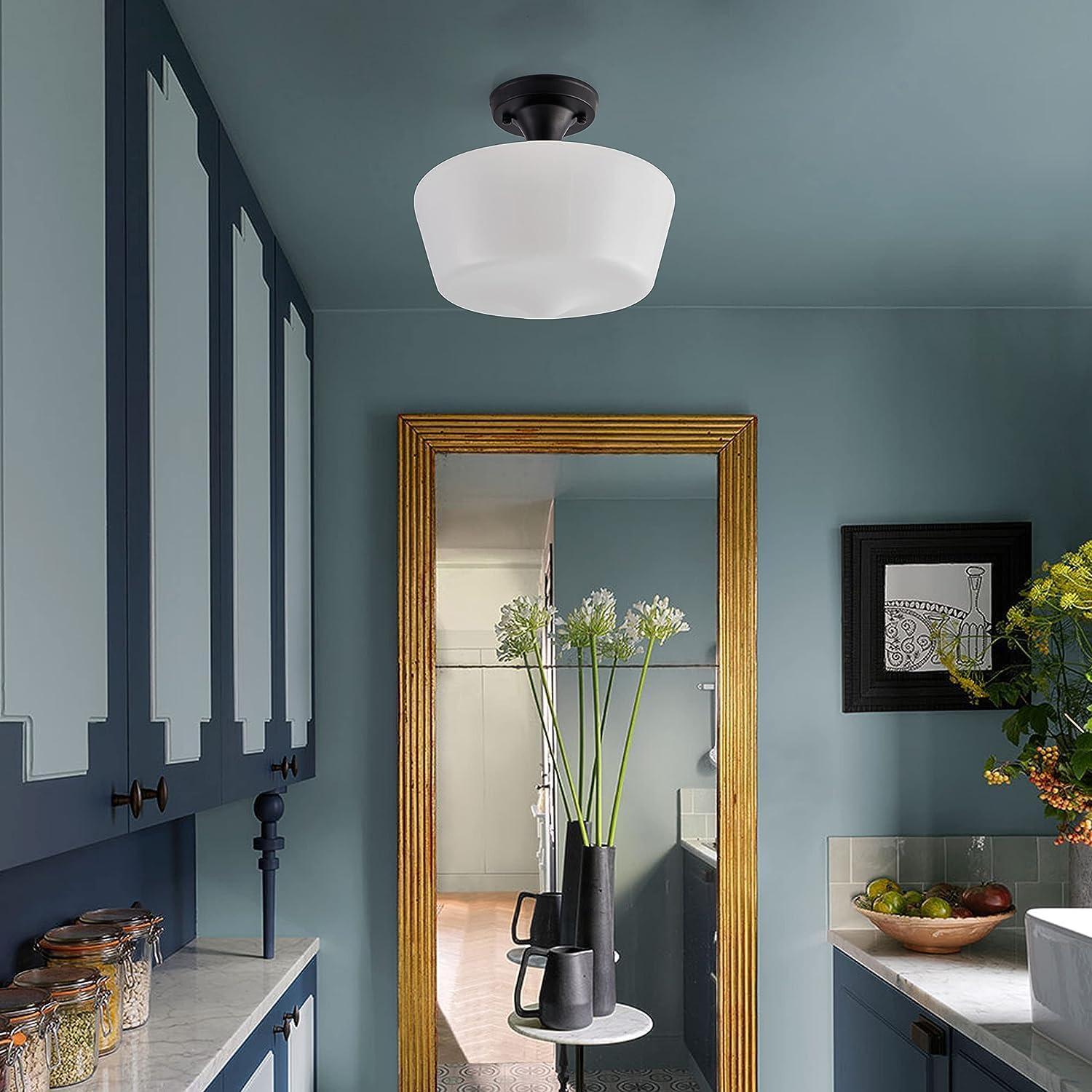 Bauhaus Crème Messing Taklampa för Hallen