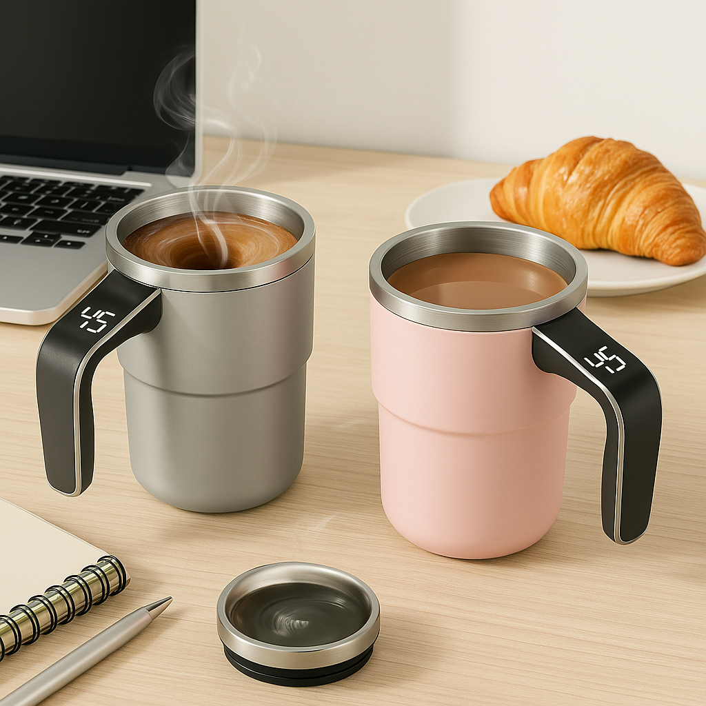 Kaffekopp Självrörande med Temperaturdisplay