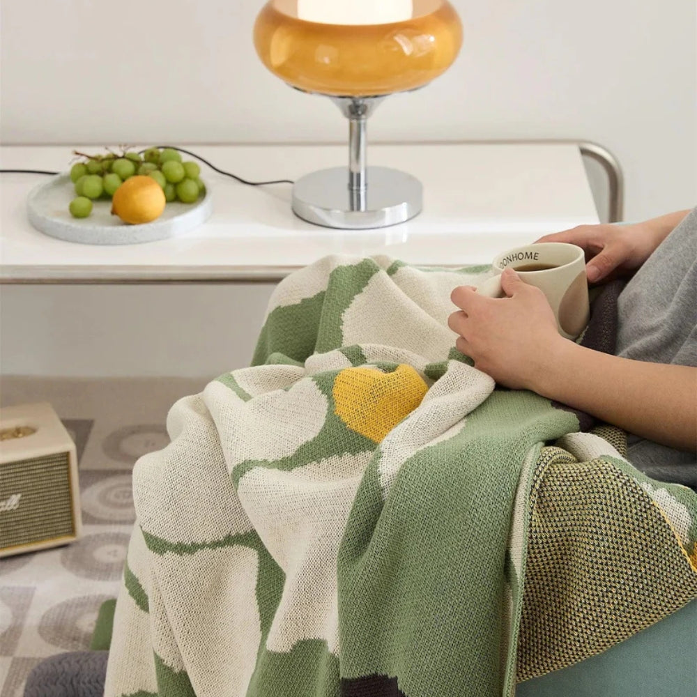 Skandinavisk Fet Blommönster Filt