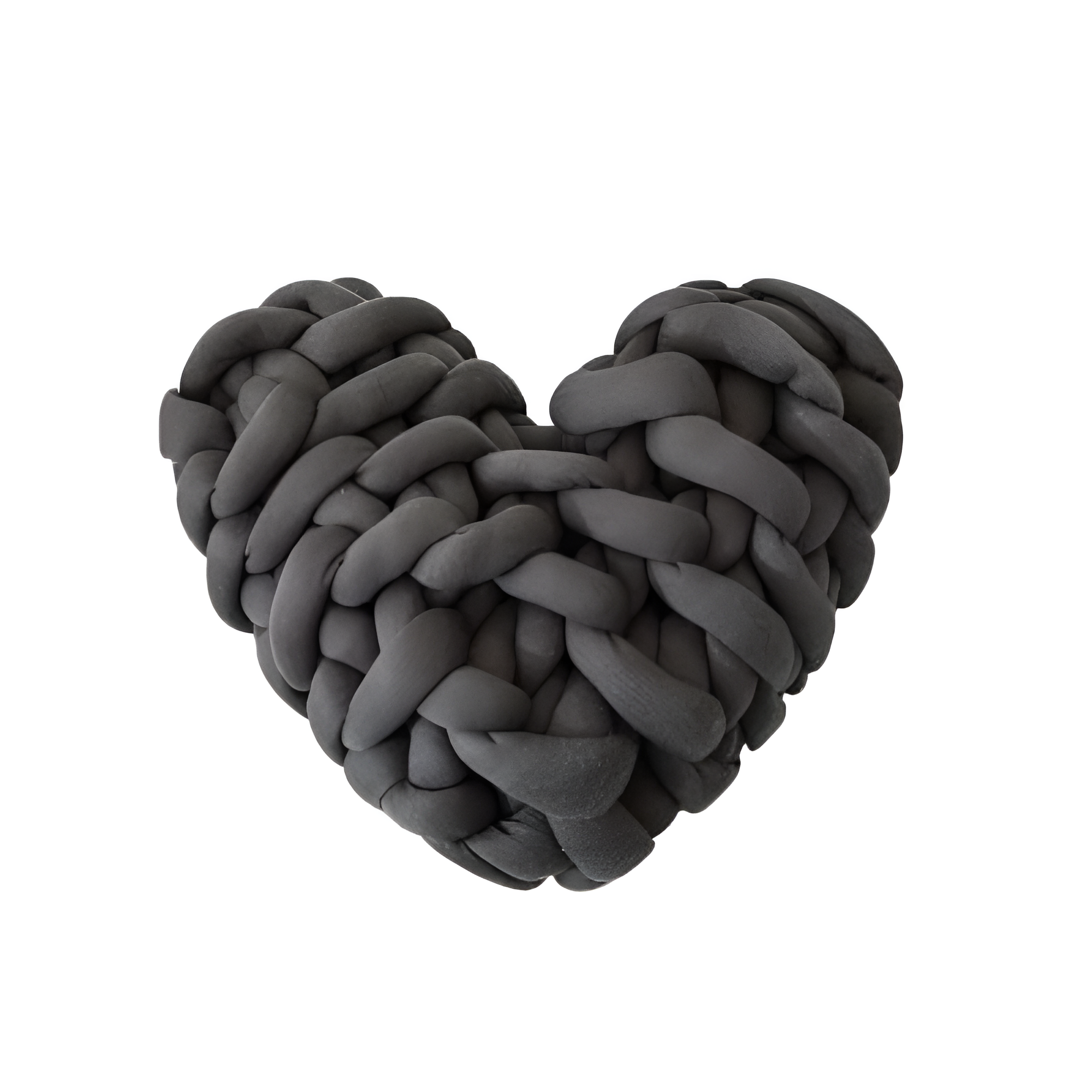 Plush knotted heart-shaped cushions