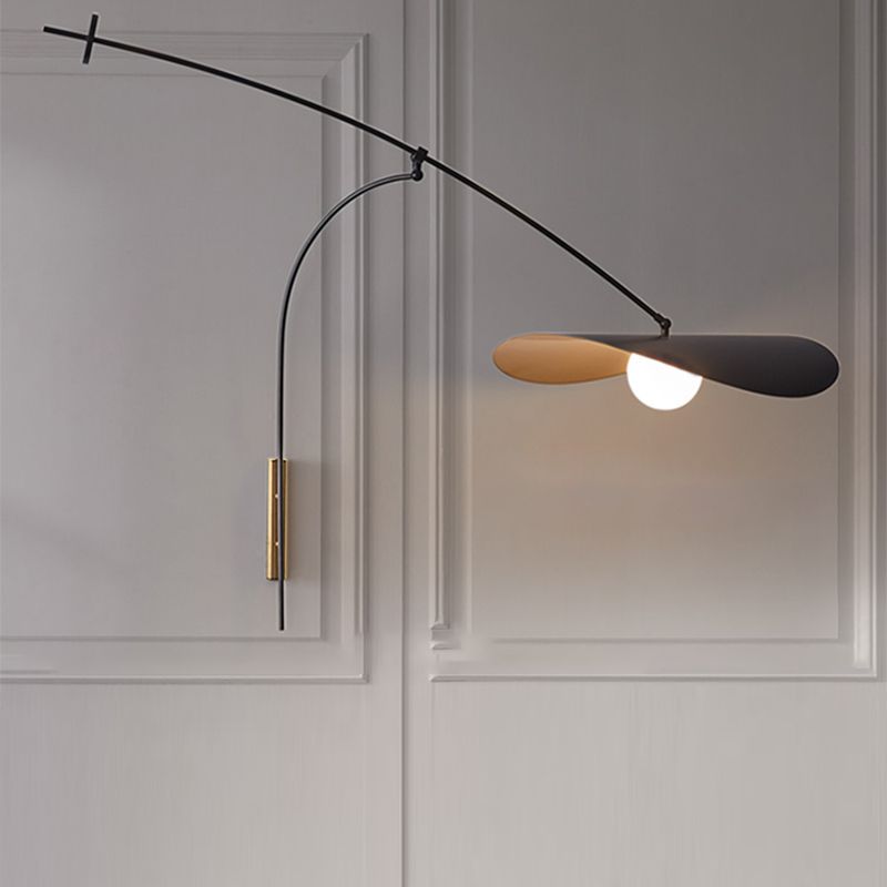 Carins Modern Vägglampa, Båge, Metall/Glas, Svart/Guld, Sovrum