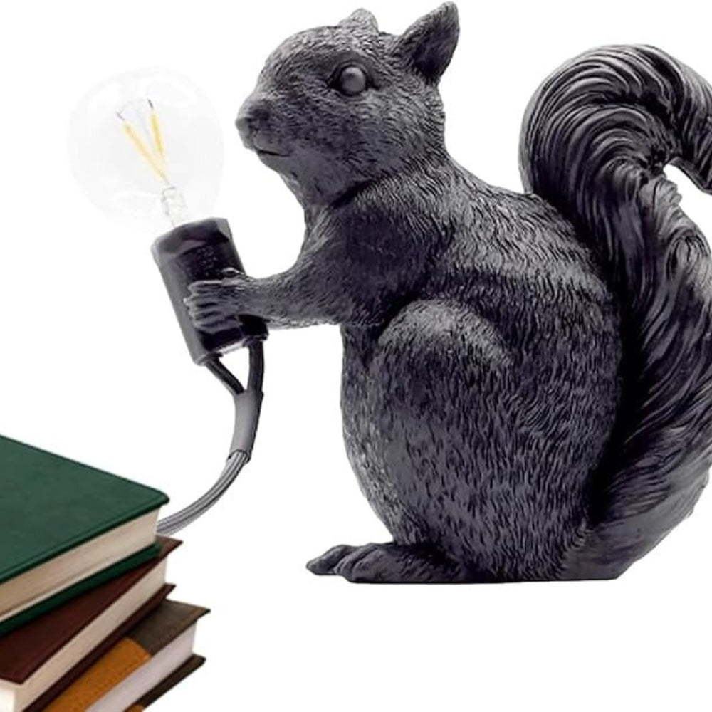 NuttyLume - Söt ekorre-ljusskulptur med LED-lampa och varm, mysig glöd
