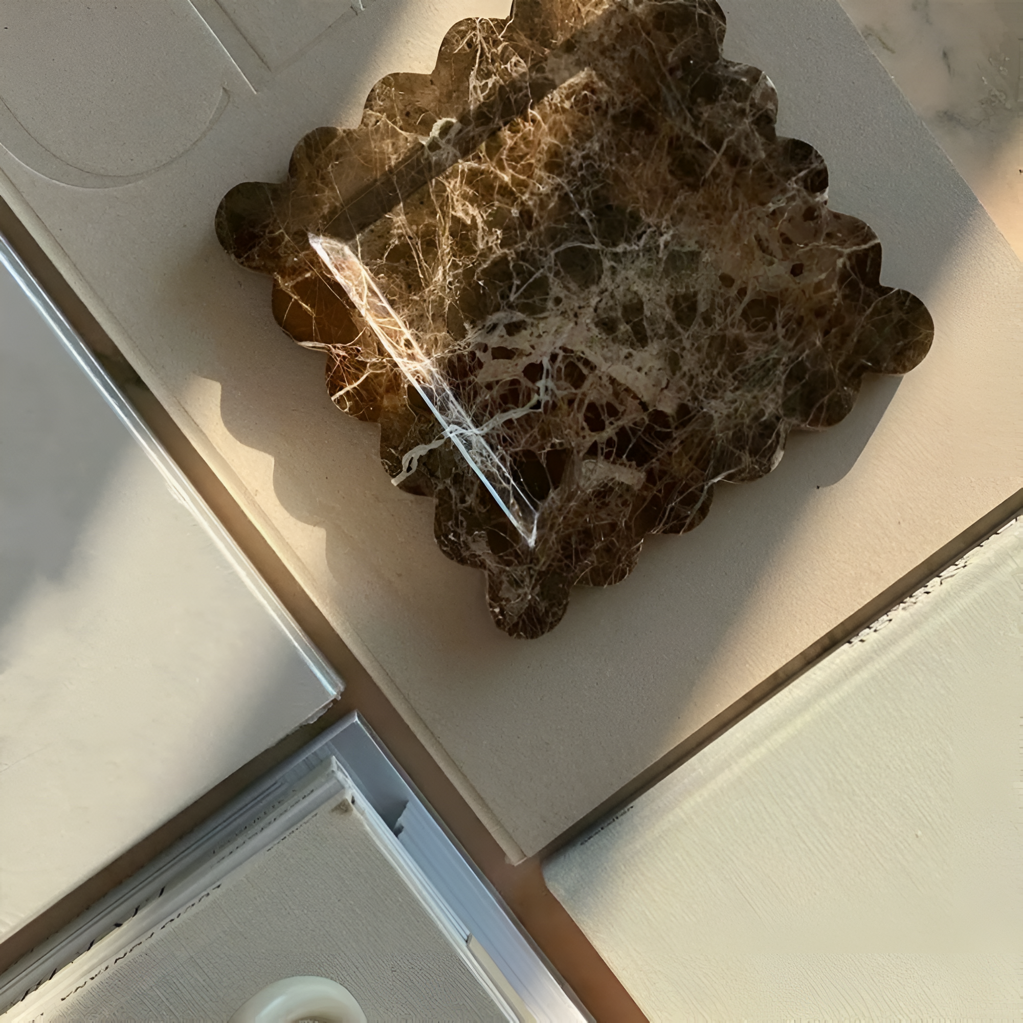 Scalloped Marble Travertine Jewelry Tray