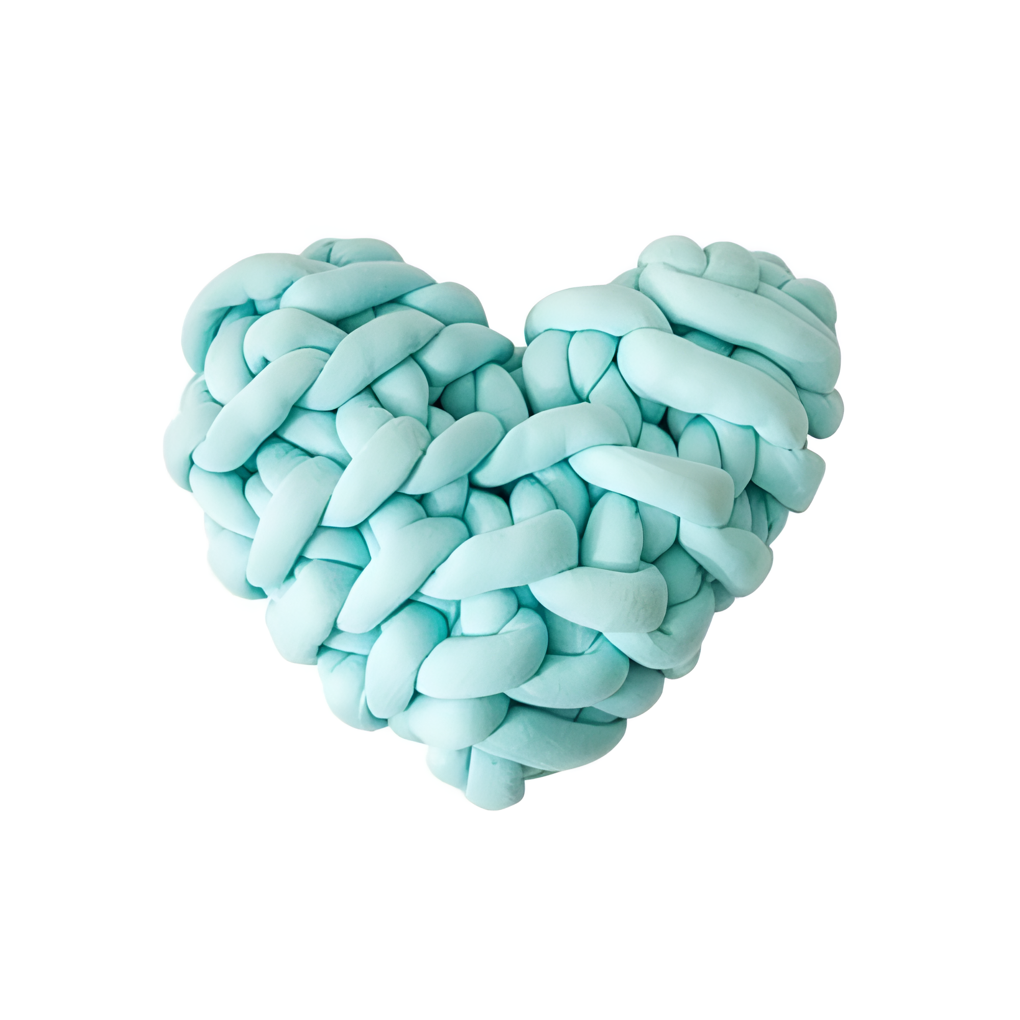 Plush knotted heart-shaped cushions