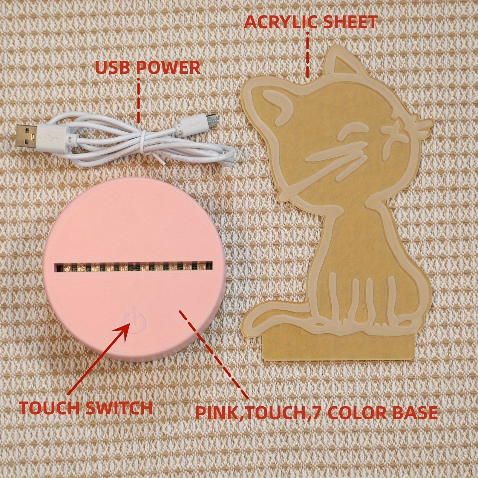 GlowPaw - Beröringsstyrd 3D Katt Nattlampa