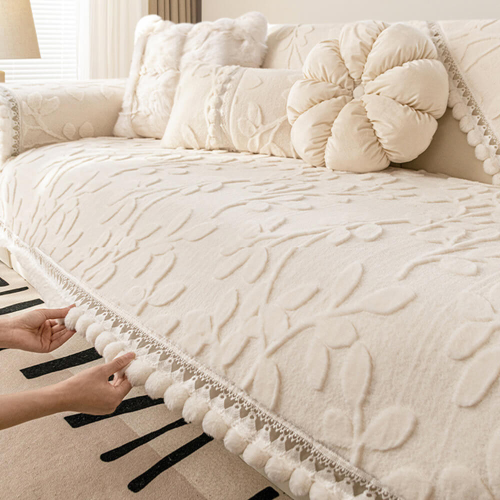 Branch Jacquard Elegant Decorative Plush Non-Slip Sofföverdrag