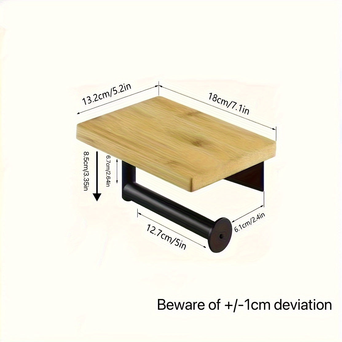 Trä Toalettpappershållare med Hylla – Idealisk för Väggmontering