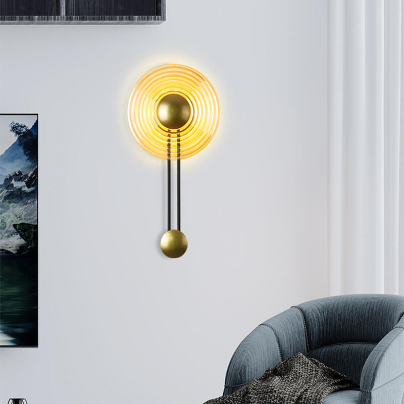 AuraLight - Modern 1-Ljus Cirkulär LED Vägglampa med Arm