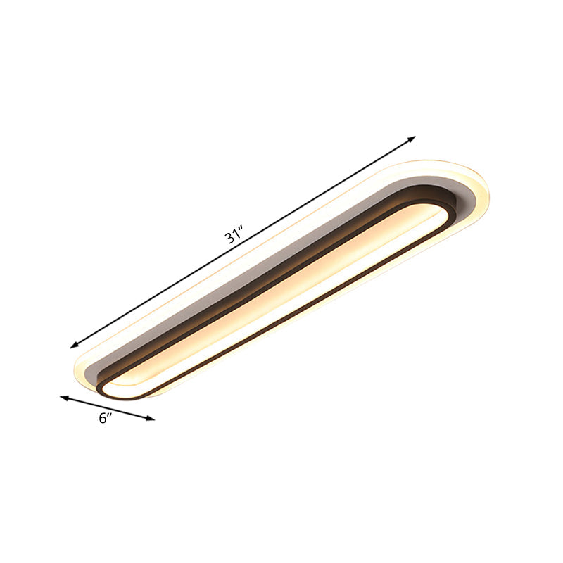 Oval LED Taklampa Svart/Vit med Akryldiffusor