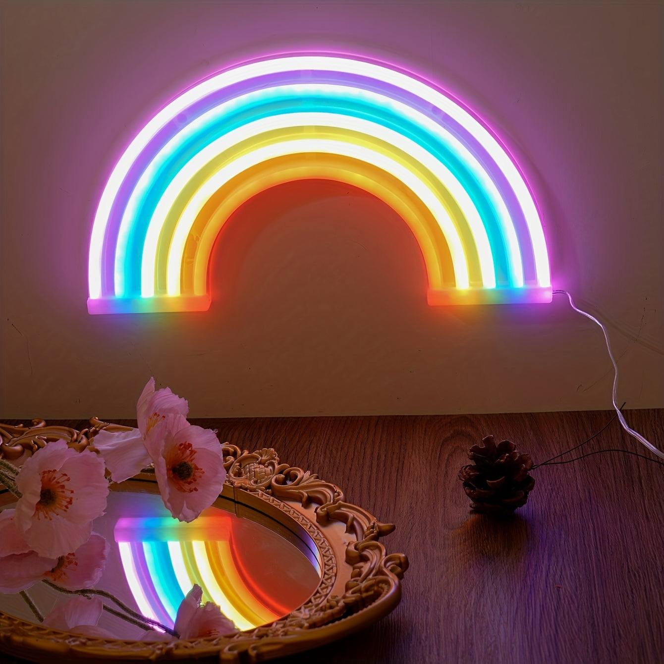 RainbowLight - Regnbåge Neonlampa med Batteri/USB-strömförsörjning