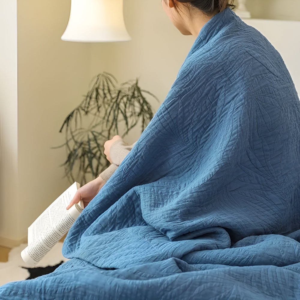 Mjuka Blad Bomullspläd