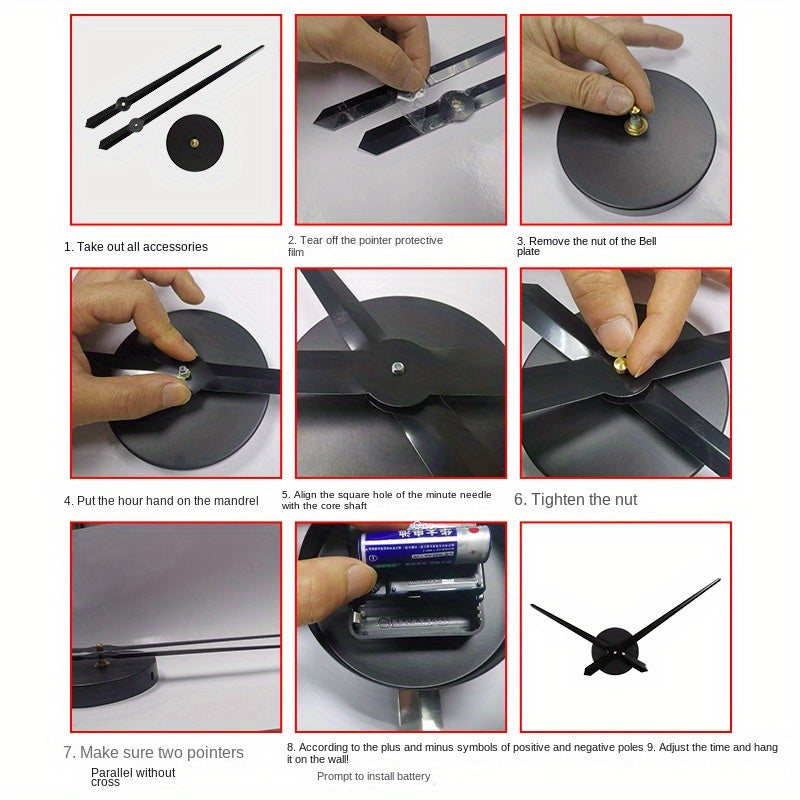 DIY Vägghängd Klocka med Metall Urskiva - Tyst Urverksrörelse för Heminredning