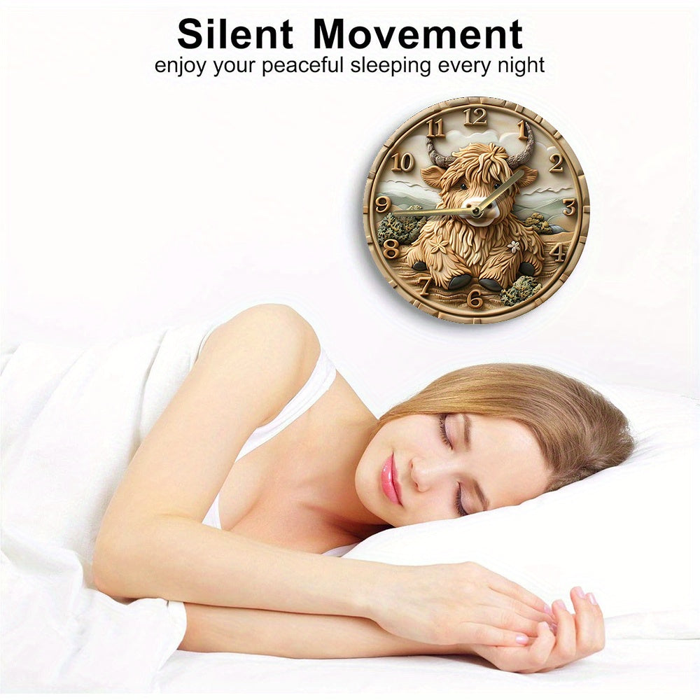 HighlandCharm - Stille Väckarklocka med Högländsk Ko