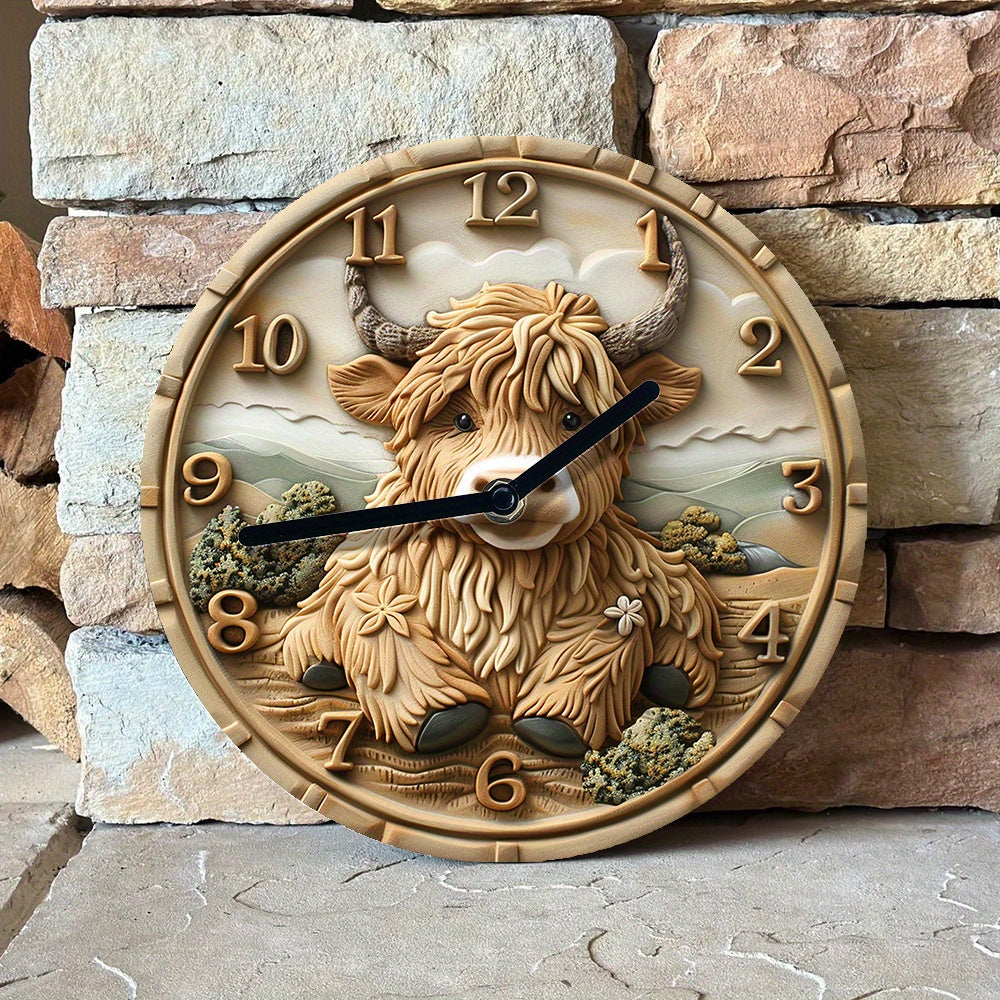 HighlandCharm - Stille Väckarklocka med Högländsk Ko