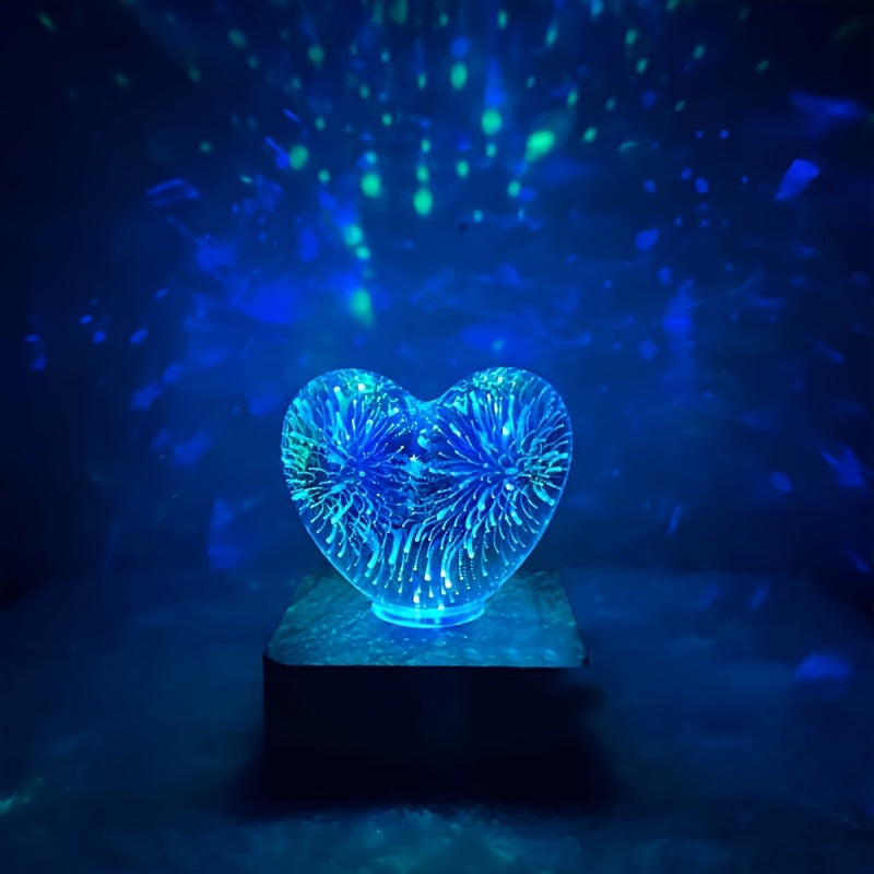 HeartGlow - 3D Hjärta LED Nattlampa, USB-driven Stämningsbelysning
