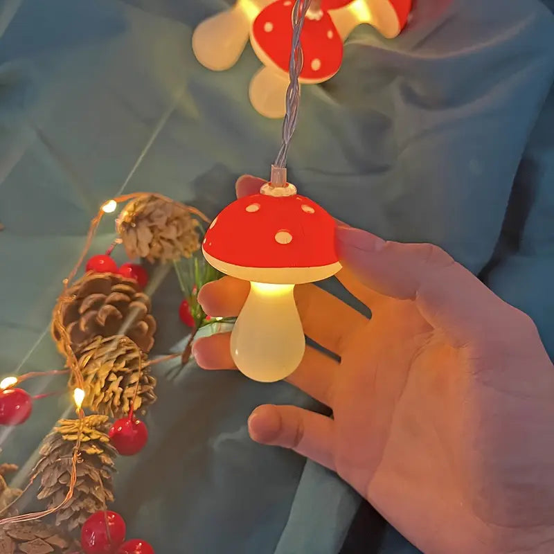 Halloween Svamp Ljuskedja – Röda LED-lampor för Deko & Fester